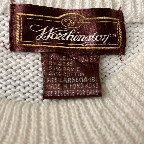 VTG Rare 80s WORTHINGTON SS Crest Sweater Preppy Nautical Navy Academia Women Lg - Picture 2 of 8